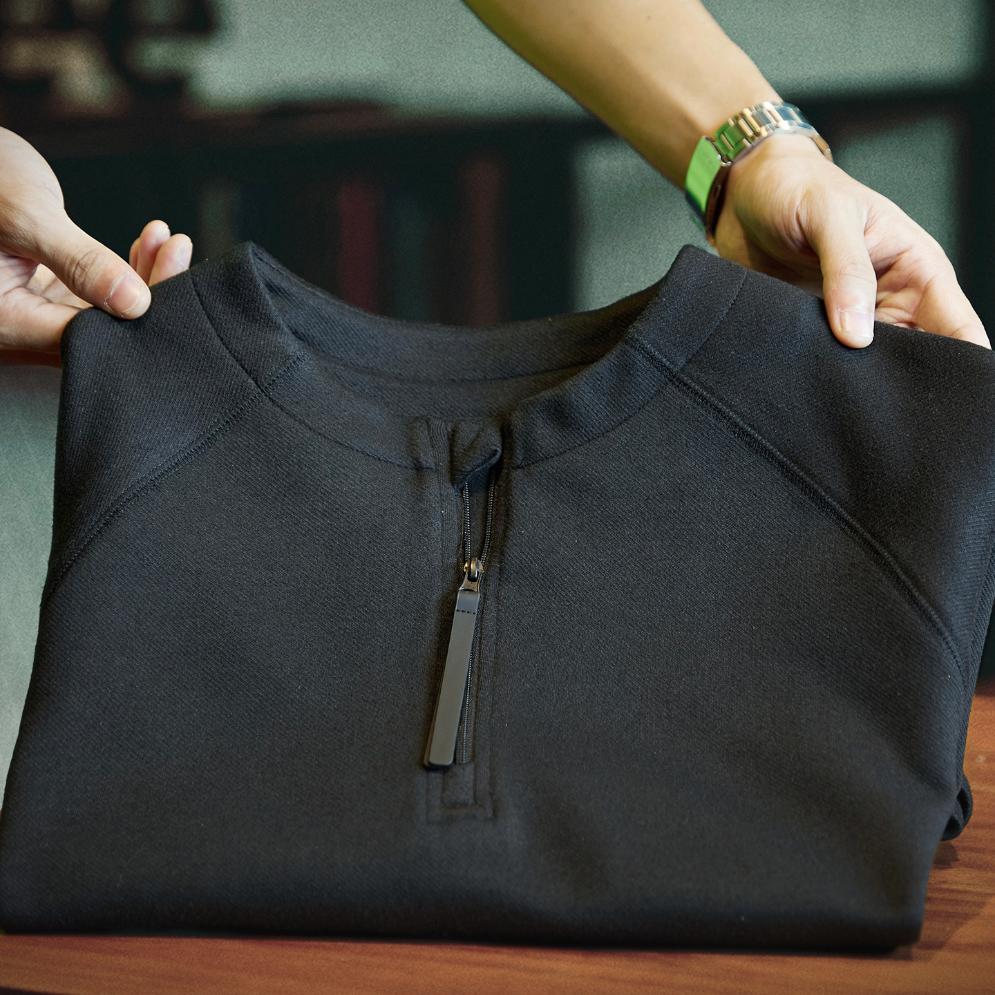 美式復古黑色半拉鍊長袖t恤男2025秋季新款插肩袖打底衫內搭上衣