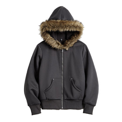 美式灰色搖粒絨保暖毛領拉鍊開衫連帽加厚衛衣外套上衣女秋冬