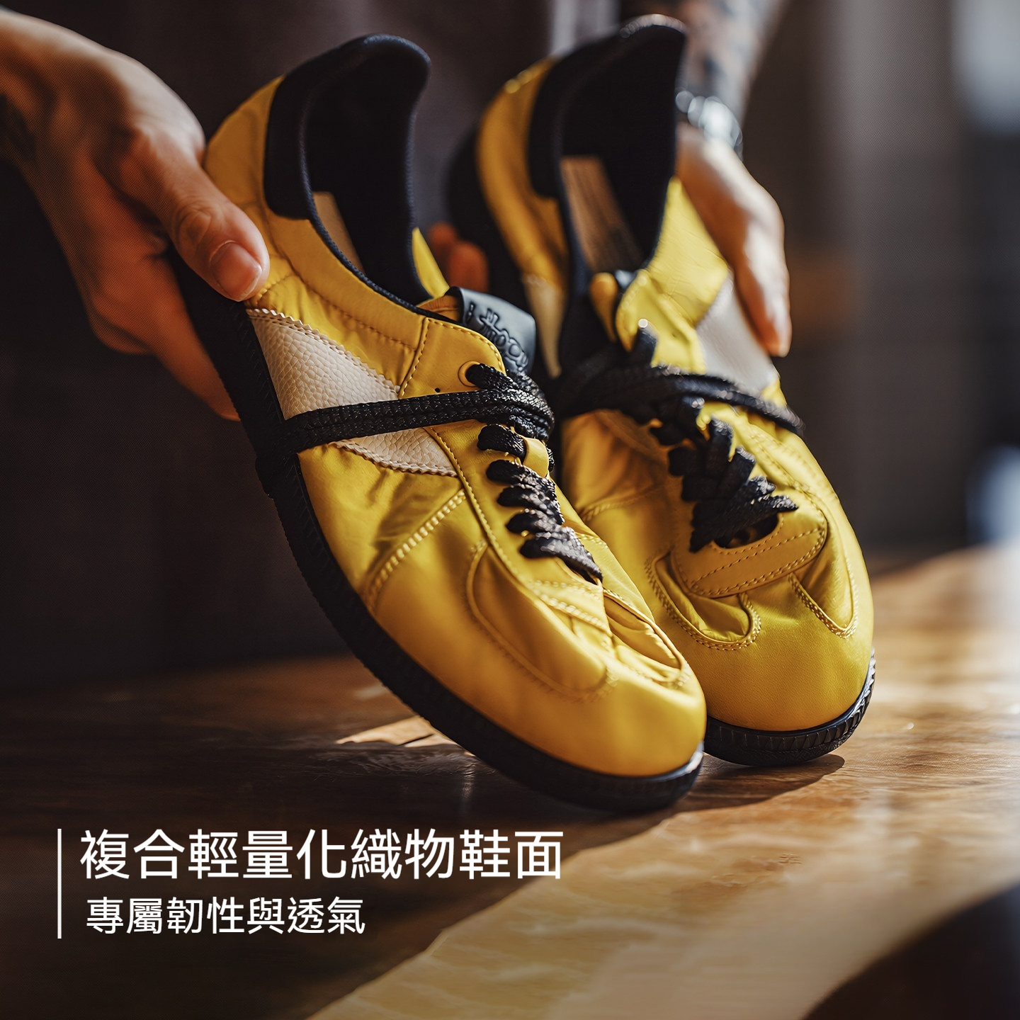 軟刃新款黃色復古德訓鞋圓頭男士春夏季透氣運動休閒軟底板鞋