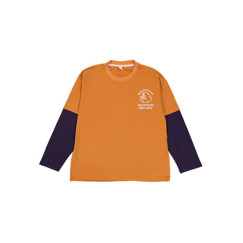 男童衣服2025秋季款兒童字母印花T恤柔軟親膚假兩件長袖男童上衣