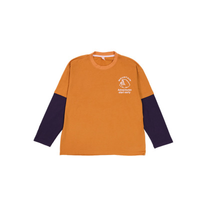 男童衣服2025秋季款兒童字母印花T恤柔軟親膚假兩件長袖男童上衣