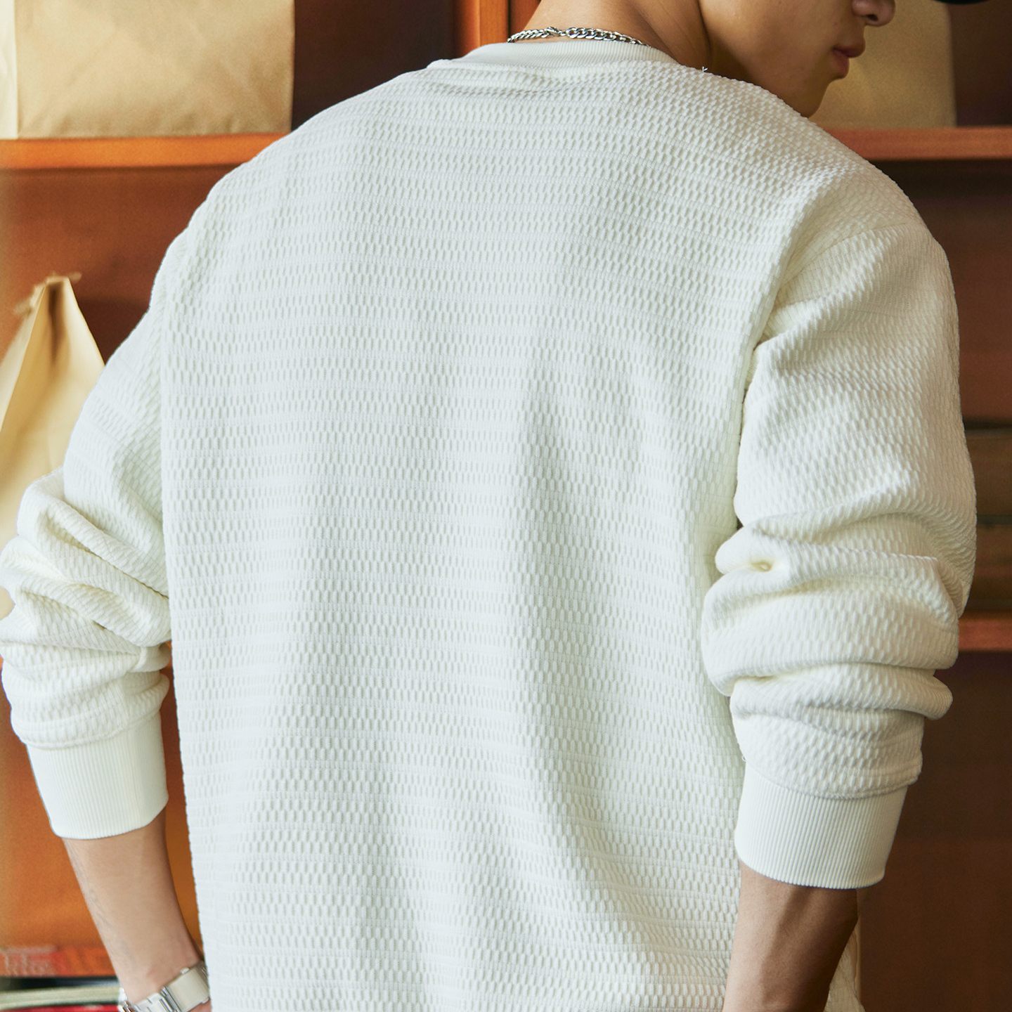 加絨歐棉絨肌理感圓領衛衣男士2025冬季新款內搭加厚保暖長袖上衣