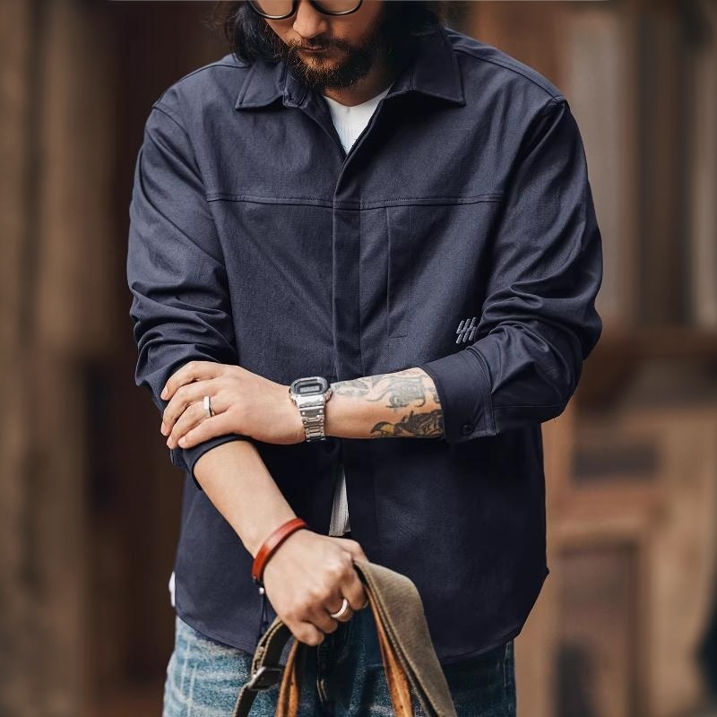 美式簡約長袖男士襯衫2026春季新款休閒工裝襯衣外套