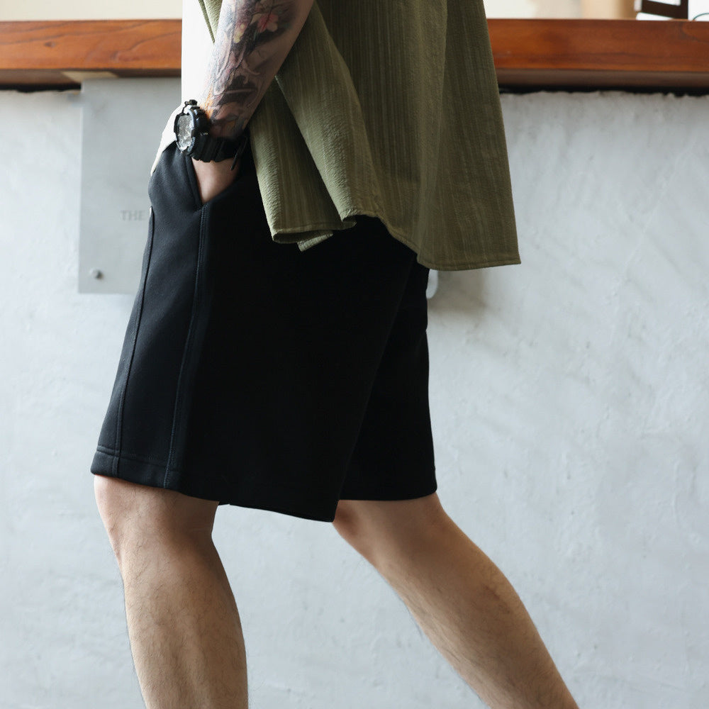 美式休閒320g重磅短褲男鉚釘設計直筒復古運動五分衛褲