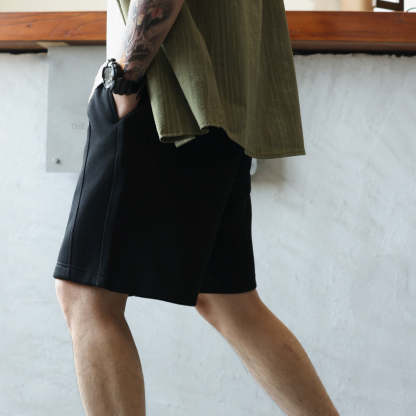 美式休閒320g重磅短褲男鉚釘設計直筒復古運動五分衛褲