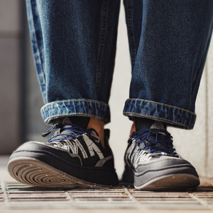 黑沙灘山系厚底運動休閒通勤鞋新款輕戶外機能風免系鞋帶男鞋