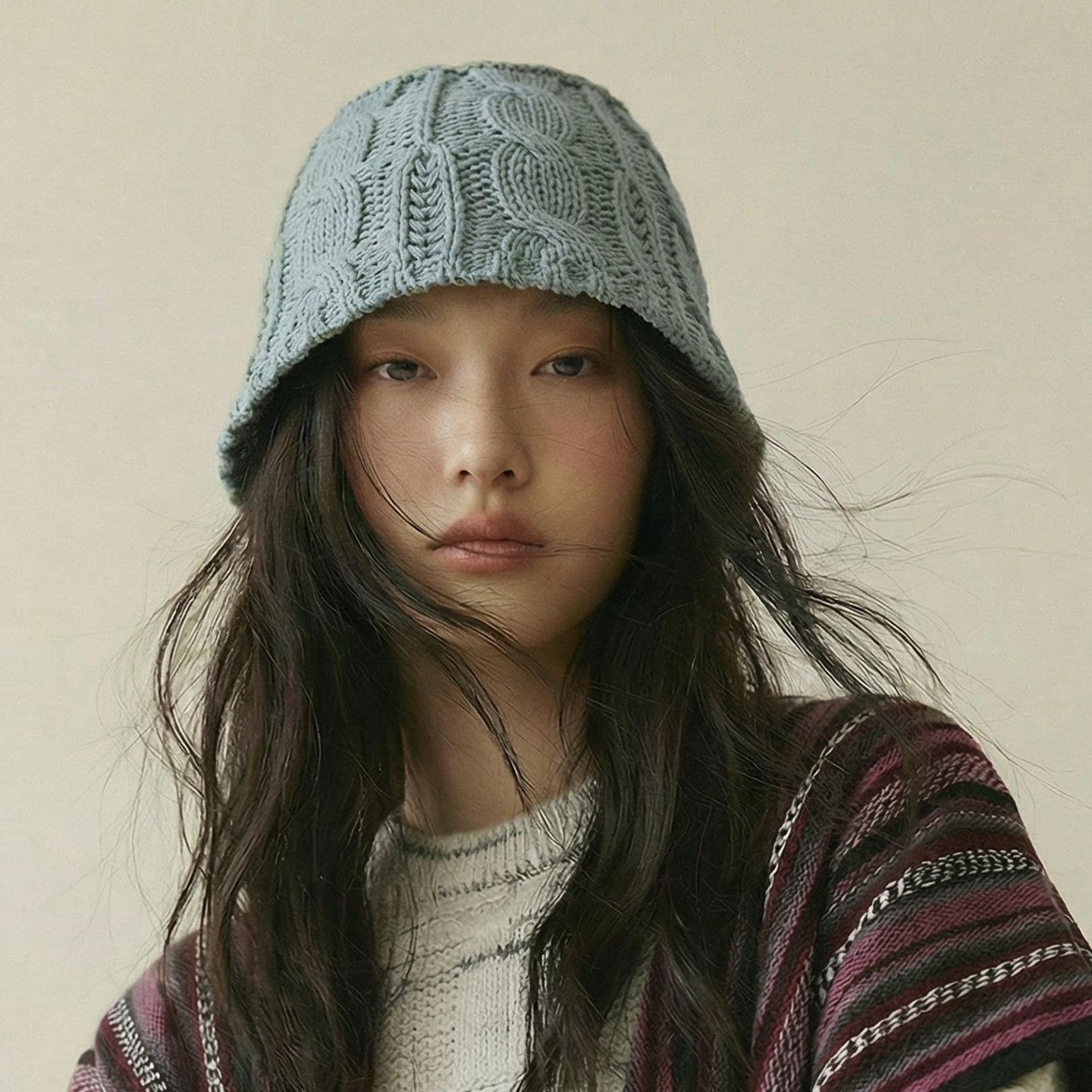 白色針織鏤空編織毛線漁夫帽大頭圍圓頂水桶立體盆帽子女士春