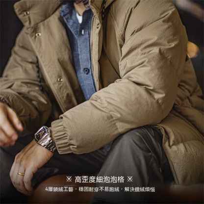 美式復古寬絎縫羽絨服90白鴨絨連帽保暖面包服男冬-Retro's Wear