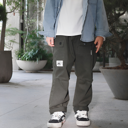 兒童褲子2025秋季新款男童日系工裝褲兒童長褲中大童直筒休閒褲子