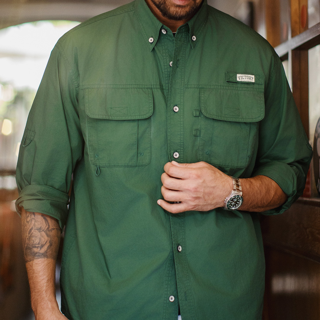 美式復古多口袋襯衫外套綠色純棉疊穿長袖襯衣薄款男夏秋