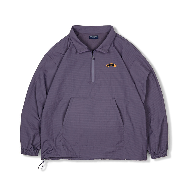 美式復古半拉鍊立領夾克衛衣cityboy運動套頭外套男春季-Retro's Wear