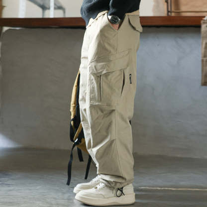 冬季戶外工裝羽絨褲男保暖運動側邊口袋設計美式休閒長褲子-Retro's Wear