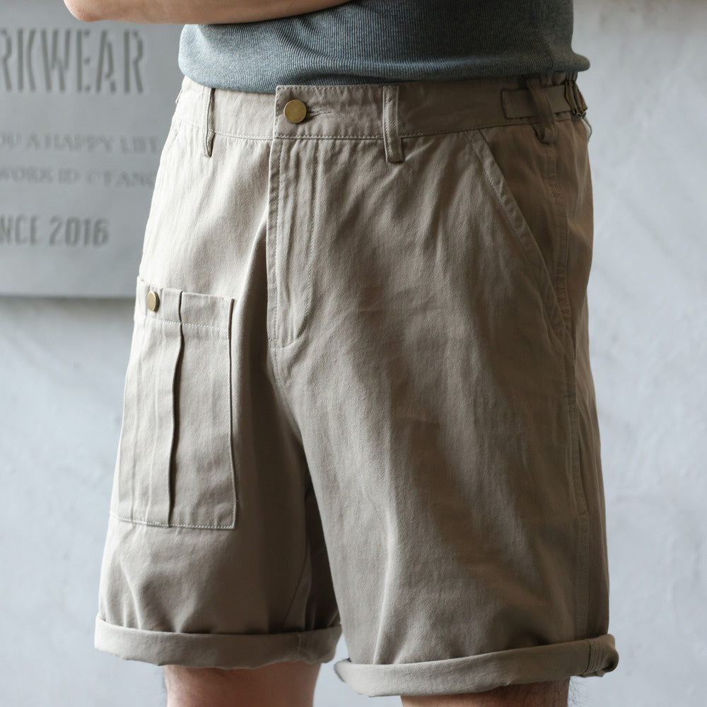 美式復古P37大口袋短褲男戶外休閒寬鬆直筒工裝五分褲夏