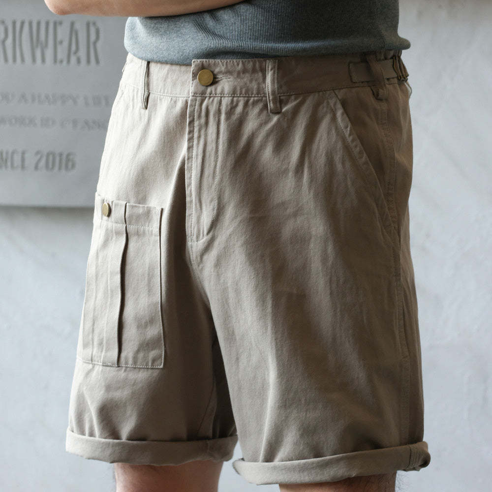 美式復古P37大口袋短褲男戶外休閒寬鬆直筒工裝五分褲夏