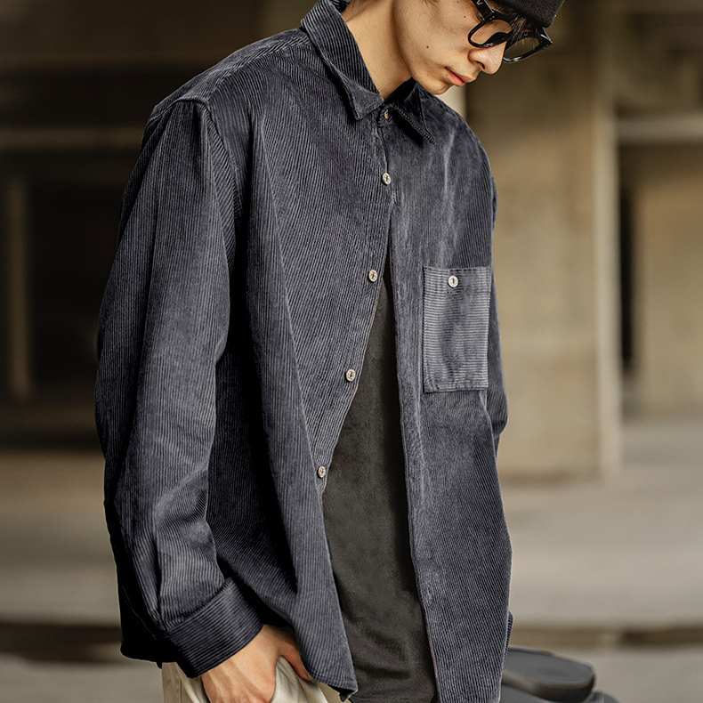 MRA日系薑黃色粗坑燈芯絨長袖襯衫美拉德納瓦霍疊穿外套寸衣