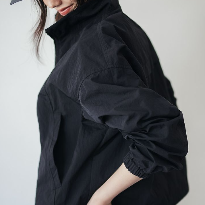 美式復古抽繩夾克翻領可收腰工裝外套小個子寬鬆上衣春秋季女