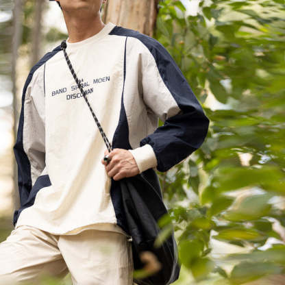 透氣速幹抗皺T恤山系戶外套頭休閒運動防水長袖足球訓練服男-Retro's Wear