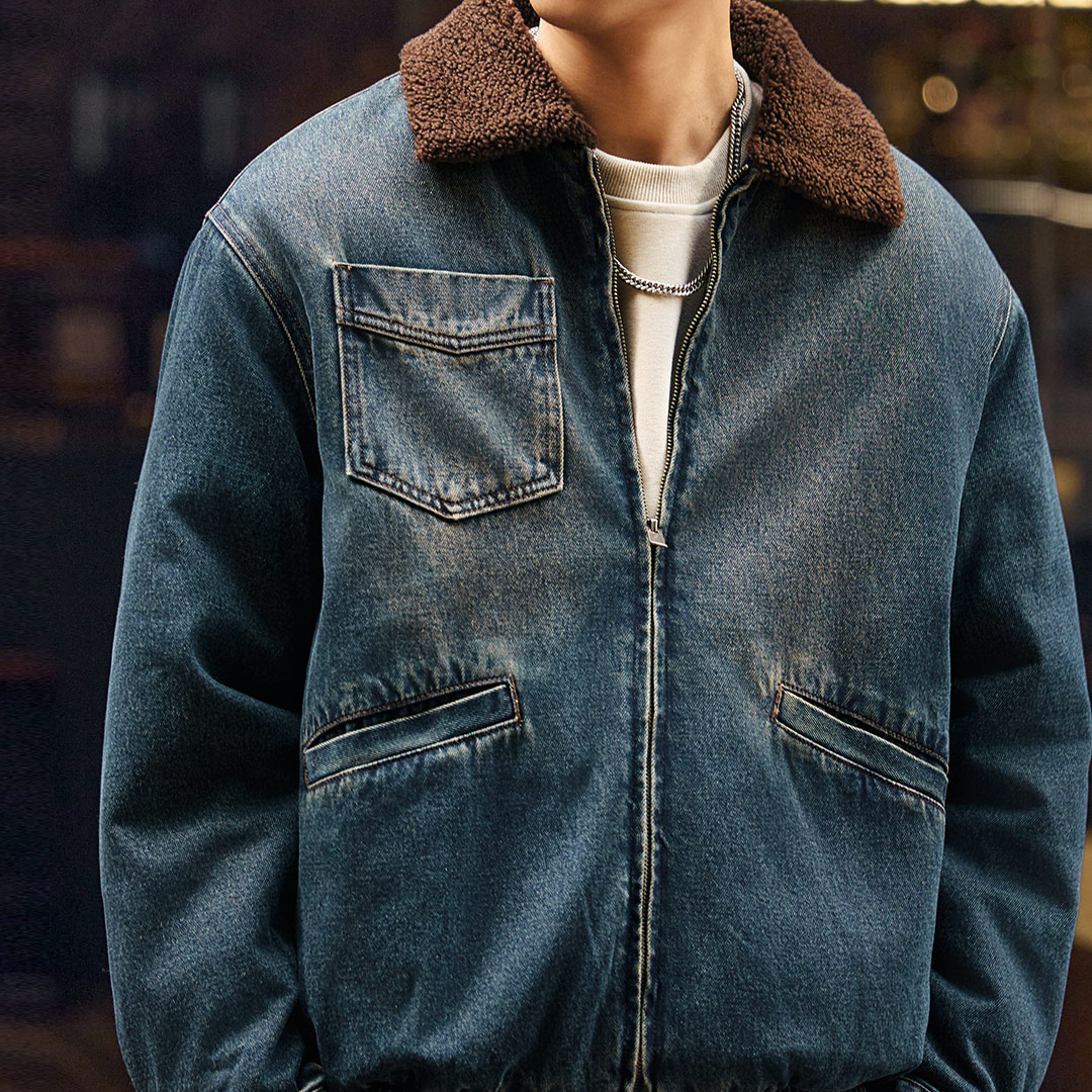 重磅羊羔絨加厚棉服外套男冬季牛仔衣加絨保暖工裝夾克