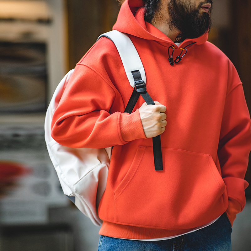 美式休閒重磅毛呢連帽衛衣cleanfit廓形寬鬆套頭衫男秋冬-Retro's Wear