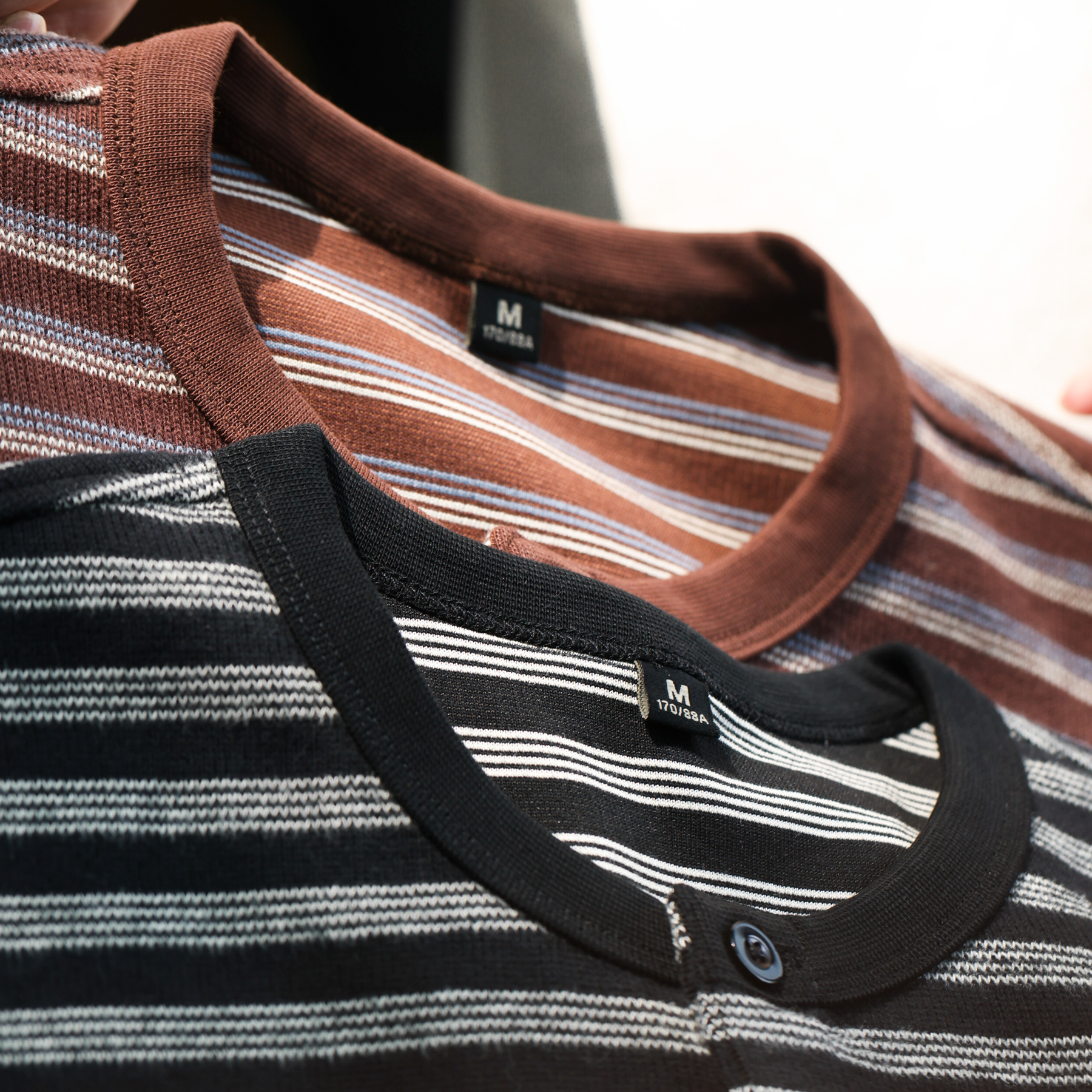 美式休閒360g重磅條紋POLO衫男寬鬆復古亨利領長袖T恤秋