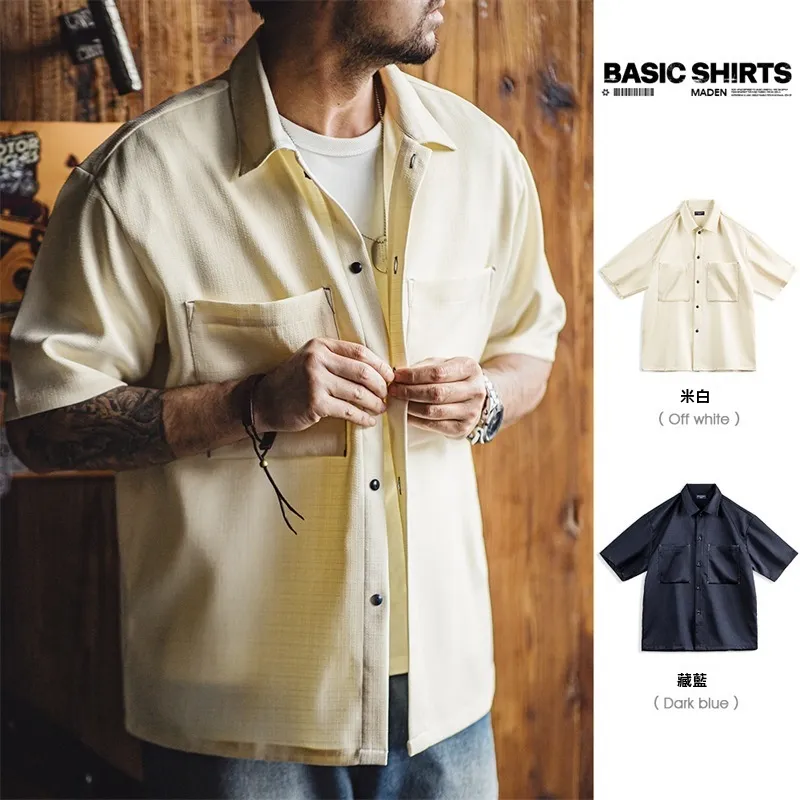 "New Arriva l 竹节平纹肌理衬衫"-Retro's Wear