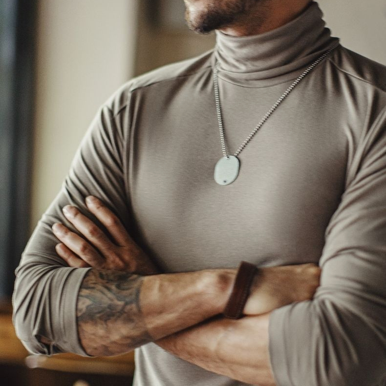 休閒黑色打底衫抗菌半高領老錢風保暖內衣長袖T恤男秋冬