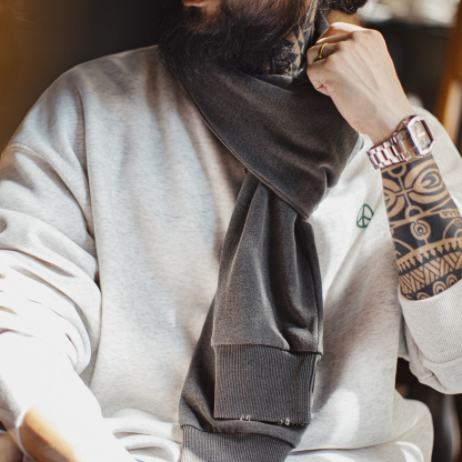 美式仿衛衣圍巾披肩兩用日系復古藍色保暖圍脖搭肩男秋冬