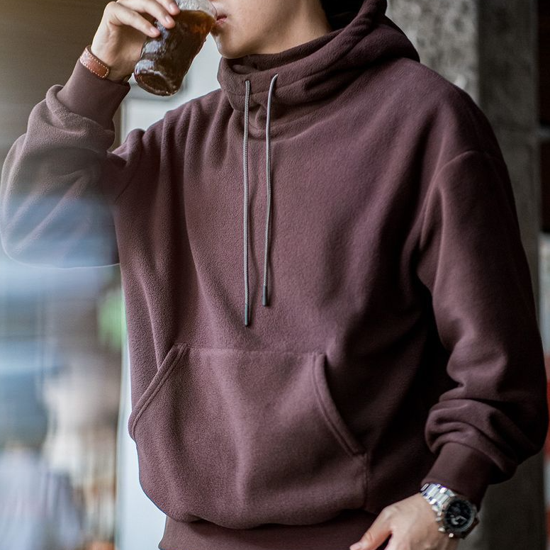 美式休閒搖粒絨巴拉克拉法連帽衛衣防風套頭面罩上衣男秋-Retro's Wear