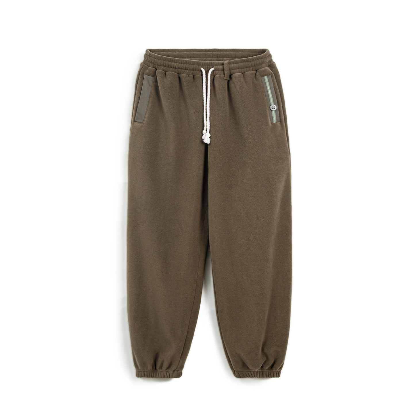 美式復古搖粒絨衛褲加絨保暖棕色美拉德束脚休閒褲男秋冬