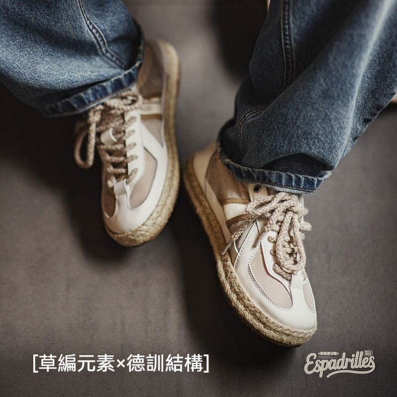 草編德訓鞋新款春夏季休閒透氣布鞋潮薄款板鞋半拖男士漁夫鞋