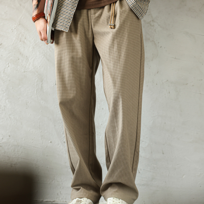 日系復古重磅燈芯絨休閒褲男打褶顆粒肌理感直筒長褲子