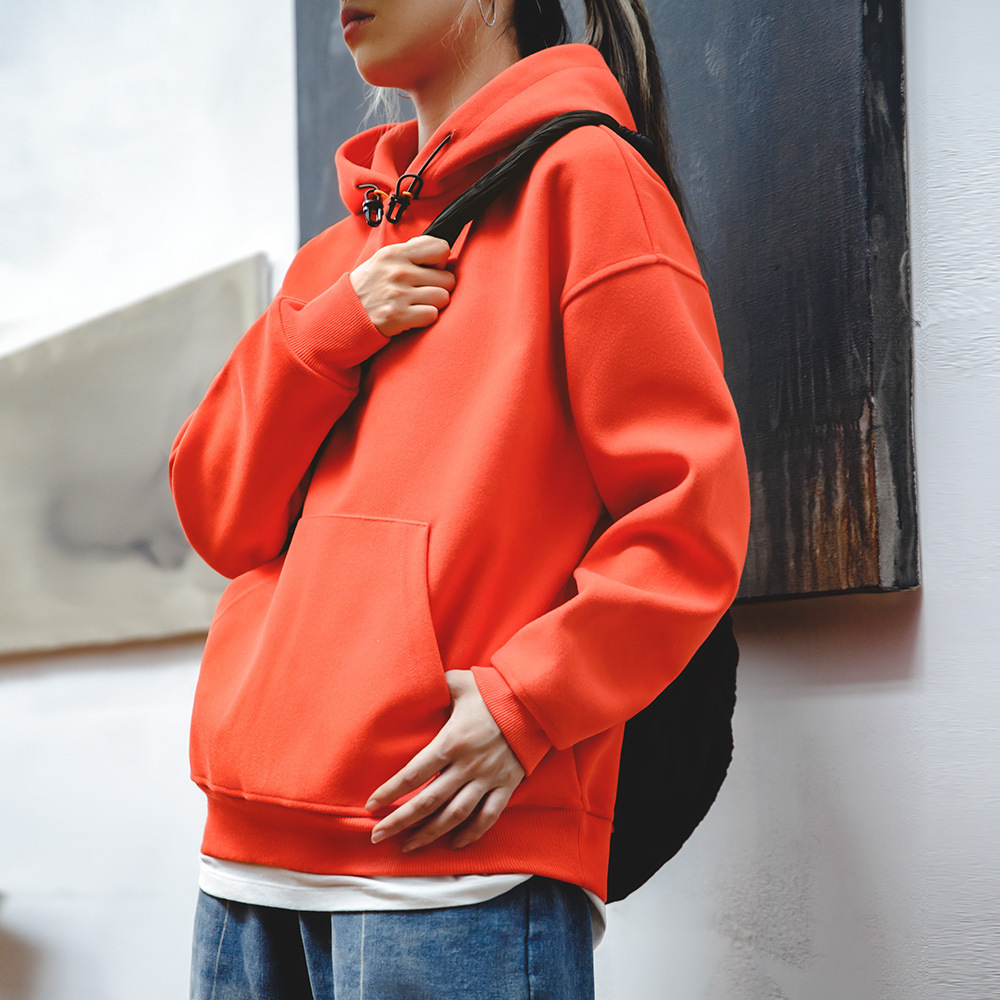 美式休閒重磅毛呢連帽衛衣cleanfit廓形寬鬆套頭衫男秋冬-Retro's Wear