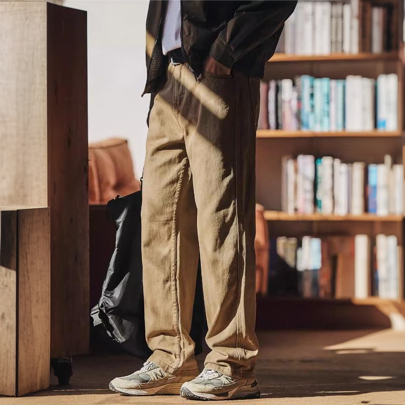 美式復古寬鬆直筒工裝褲子男2025秋冬新款潮流通勤休閒長褲