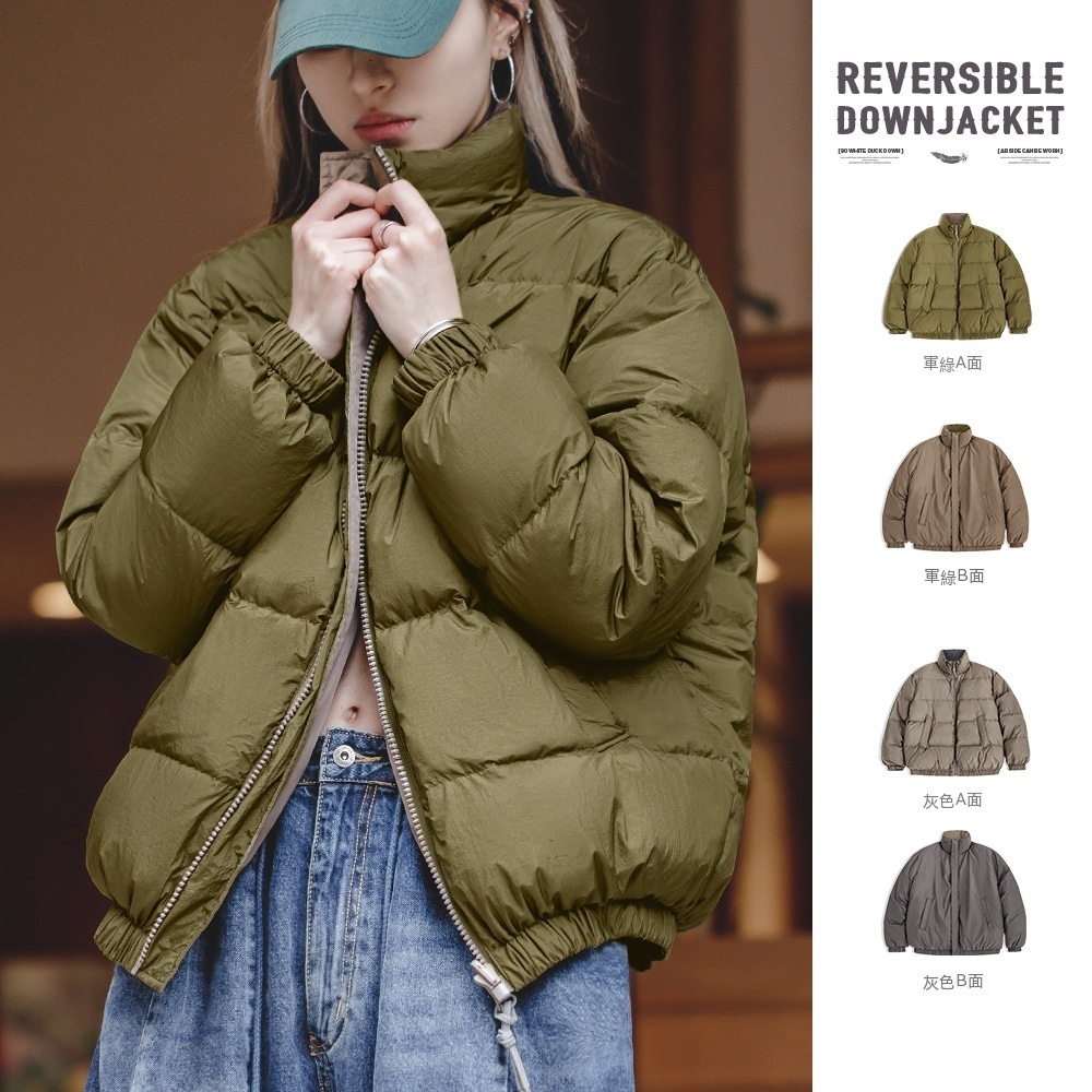 馬登女裝輕薄品牌羽絨服90絨雙面穿加厚外套冬季禦寒保暖面包服-Retro's Wear