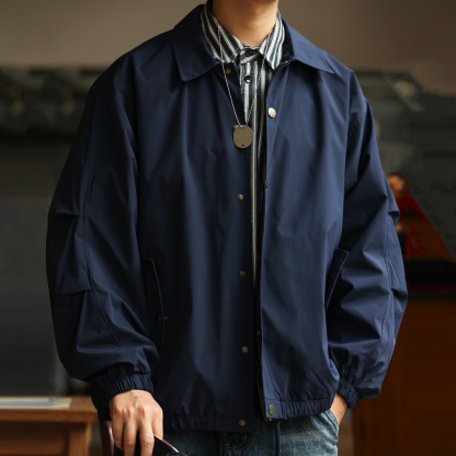 日系復古翻領教練夾克男cleanfit寬鬆薄款休閒工裝外套