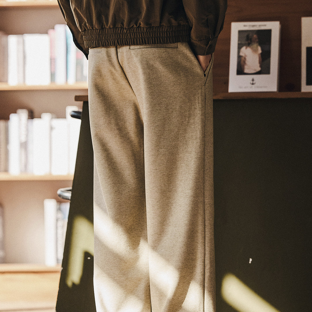 高級感垂墜感老錢風休閒褲男士2025秋冬款寬鬆直筒運動衛褲