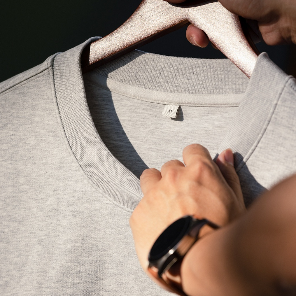 美式休閒無帽圓領字母刺繡衛衣男寬鬆380g打底長袖上衣