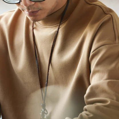 日系休閒300g重磅小領口長袖T恤男cleanfit復古抗皺TEE