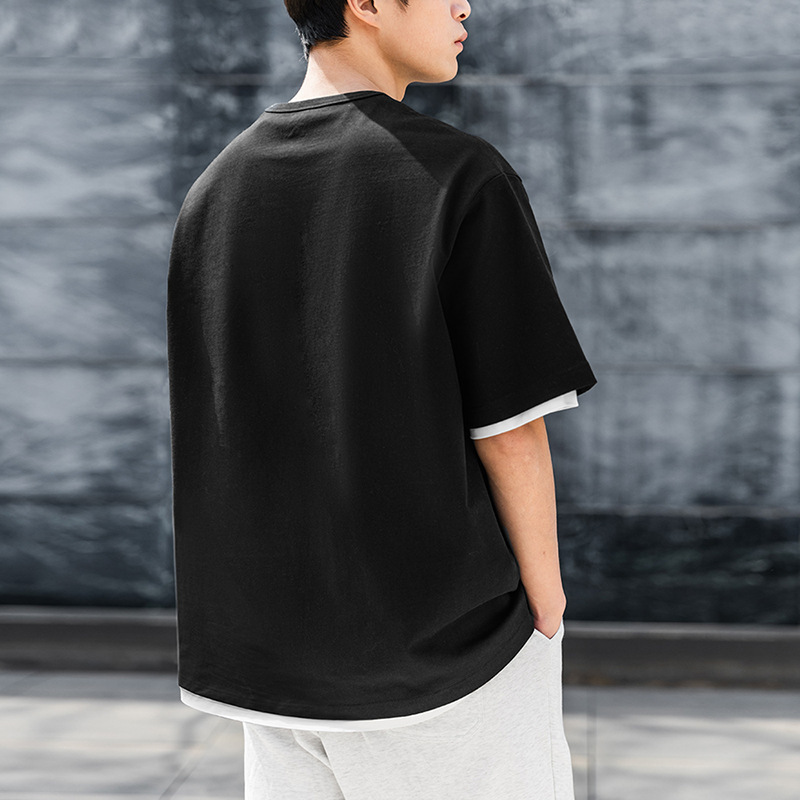 MRA白色重磅t恤二本針黑色半袖cleanfit短袖寬鬆打底衫男夏