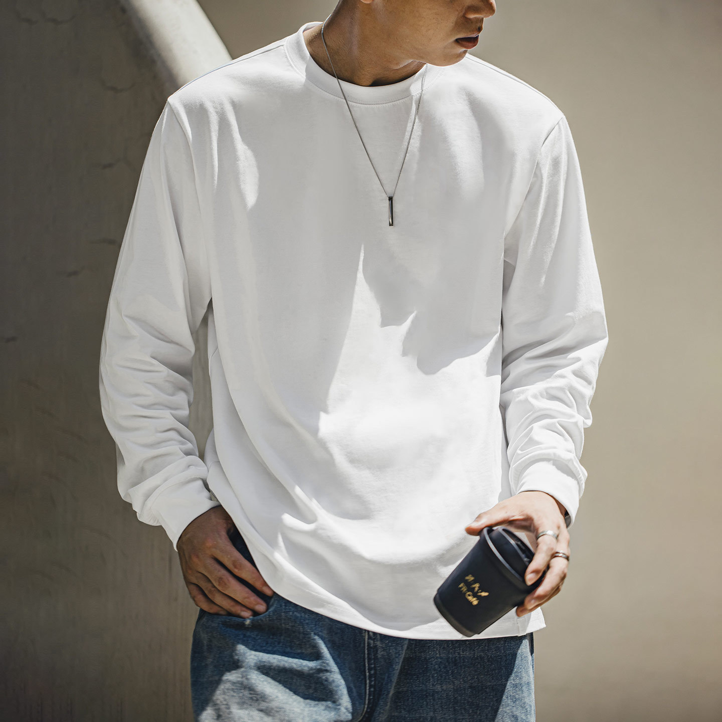 MRA7A抗菌防蟎新疆長絨棉長袖T恤255g三本針正肩凉感打底衫男