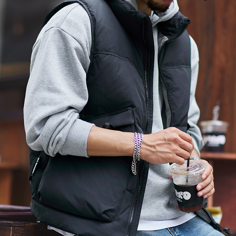 90鴨絨立領工裝羽絨馬甲男士2025冬季新款寬鬆保暖羽絨背心外套