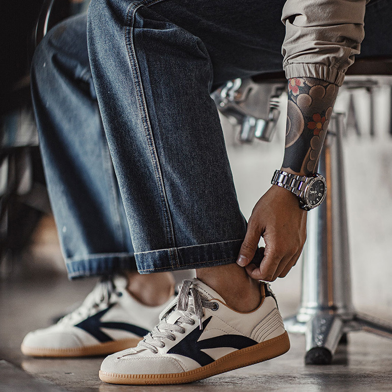 復古德訓鞋男2024夏季新款潮百搭平底板鞋阿甘運動休閒小白鞋-Retro's Wear