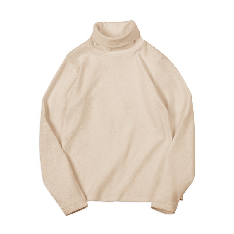 黑色緊身半高領打底衫仿德絨內搭上衣修身針織長袖T恤秋冬女-Retro's Wear