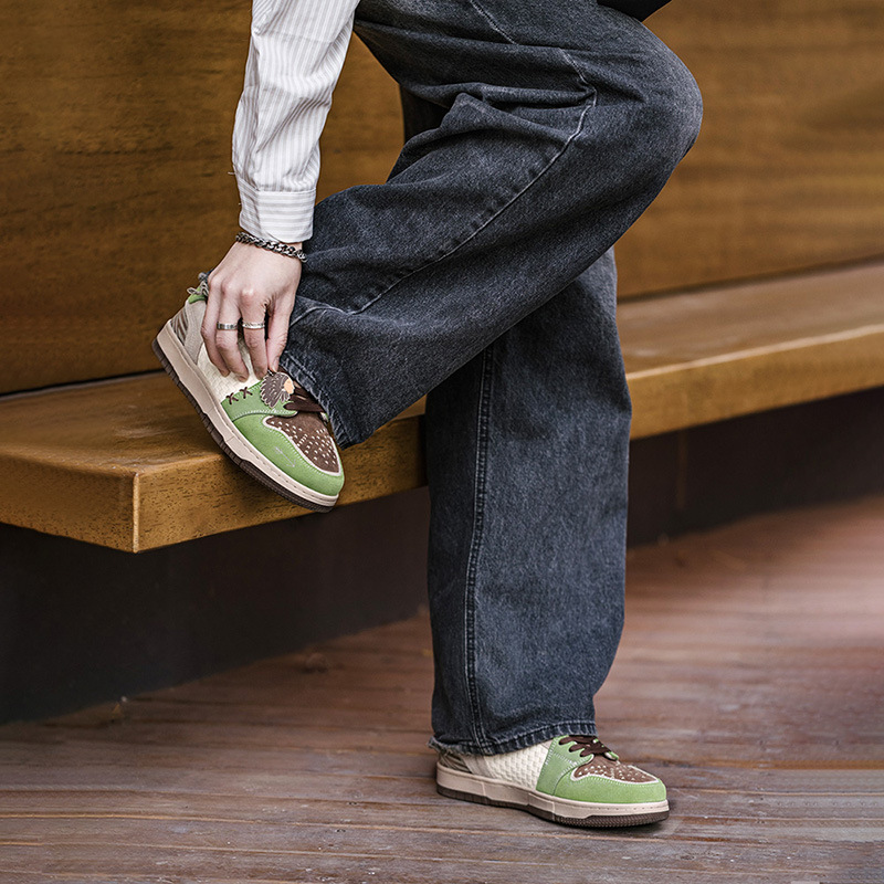 印第安板鞋男2025春季新款小眾厚底運動休閒鞋復古百搭潮鞋子