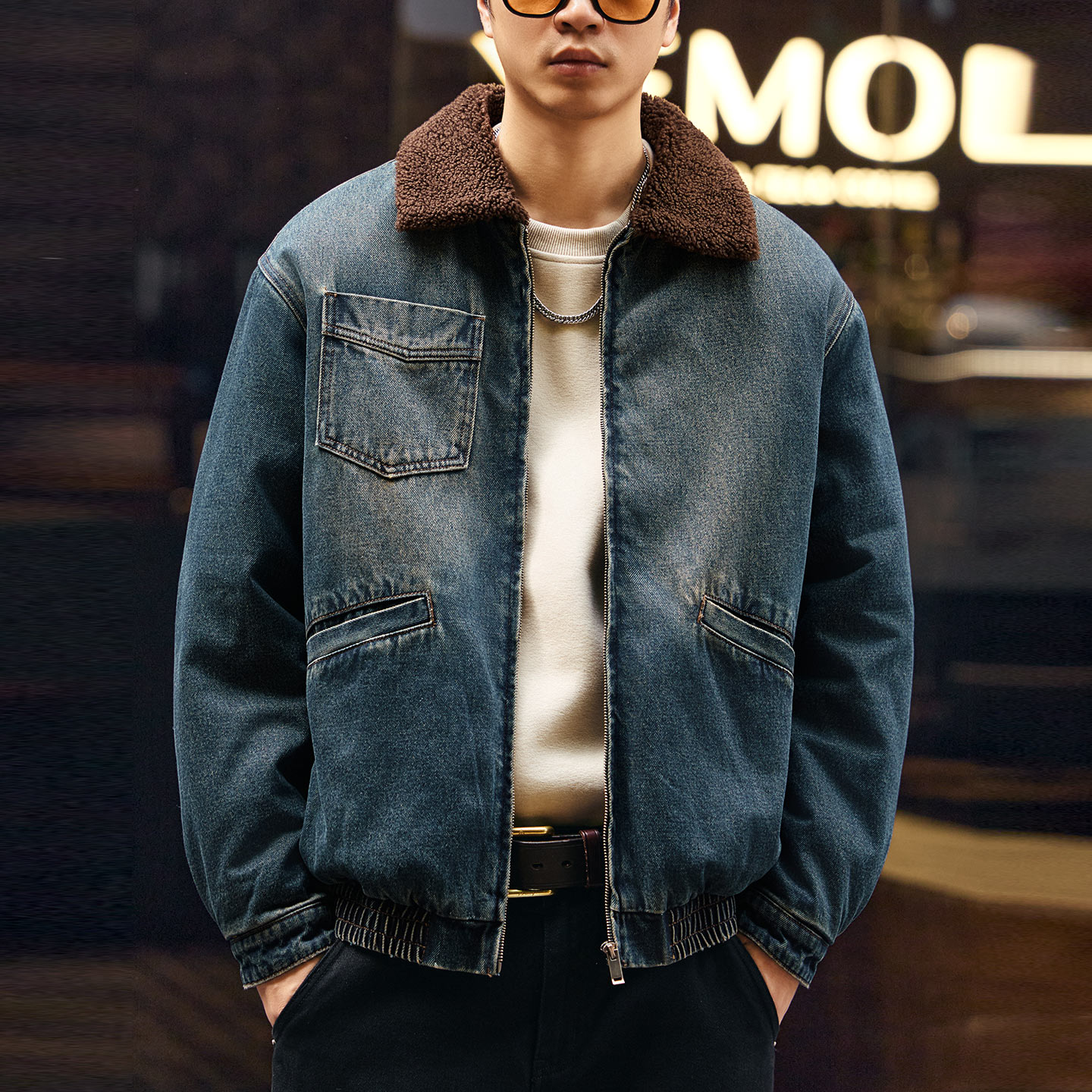 重磅羊羔絨加厚棉服外套男冬季牛仔衣加絨保暖工裝夾克