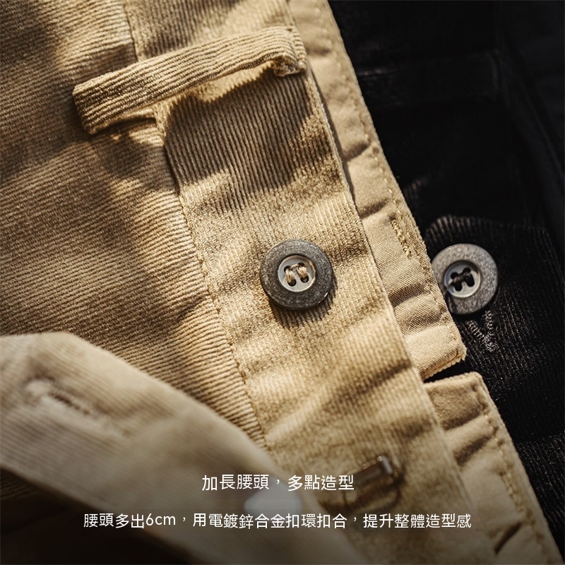 美式復古卡其燈芯絨休閑褲阿美咔嘰條絨直筒長褲男秋-Retro's Wear