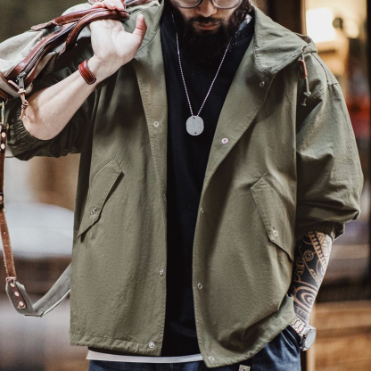 美式復古M51連帽夾克軍事風寬鬆純棉魚尾短款外套男春季