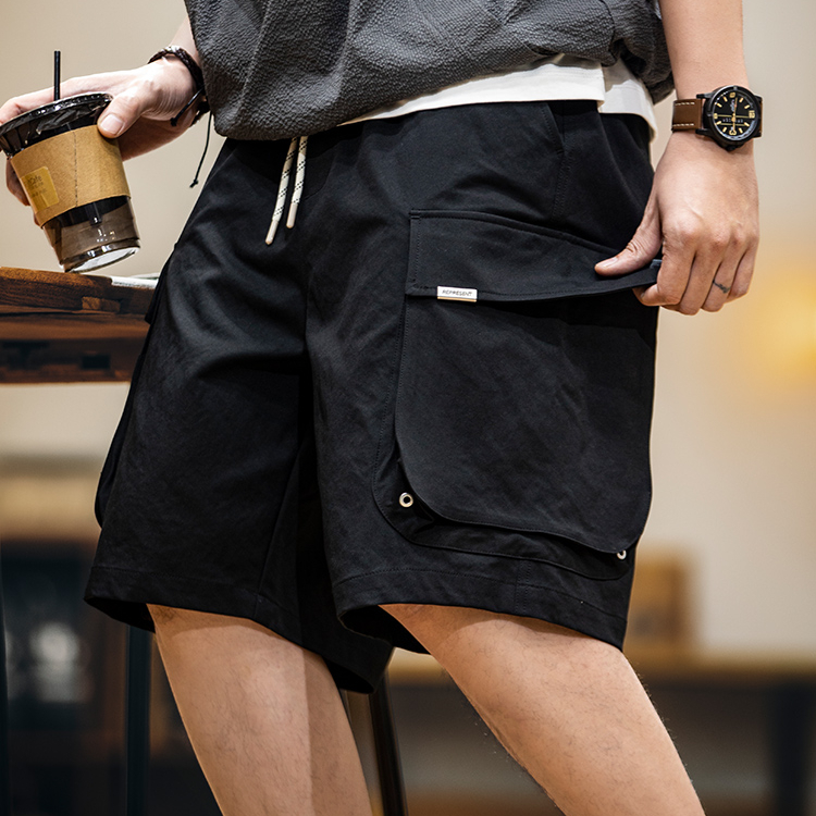美式工裝短褲男夏季2025新款大口袋寬鬆五分褲直筒運動休閒男褲子
