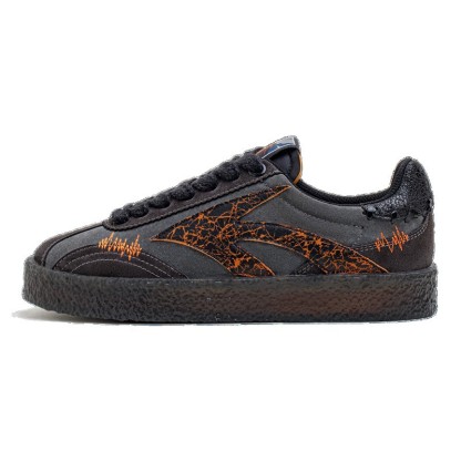 美式火山熔岩厚底板鞋黑色低幫爆裂紋潮流水晶底增高休閒鞋男