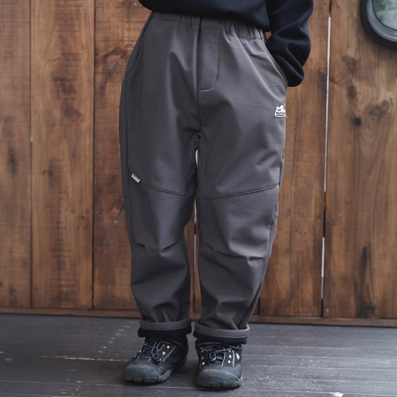 兒童加絨長褲2025冬季款男童線條感褲子休閒寬鬆直筒長褲一件代發